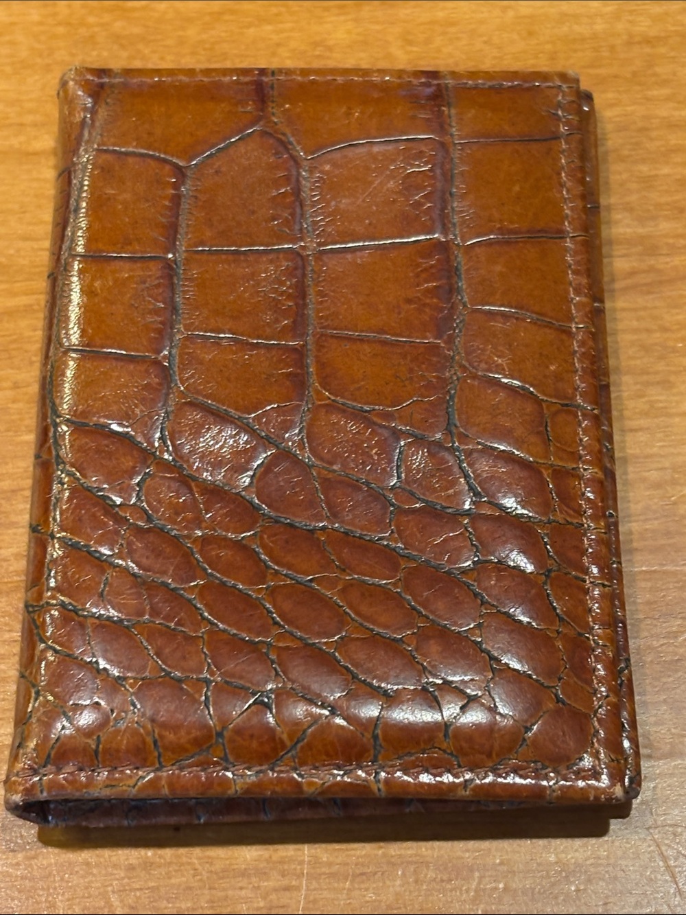 SCULLY HAND PAINTED CROC EMBOSSED Italian Leather Card Holder Men’s Small Wallet